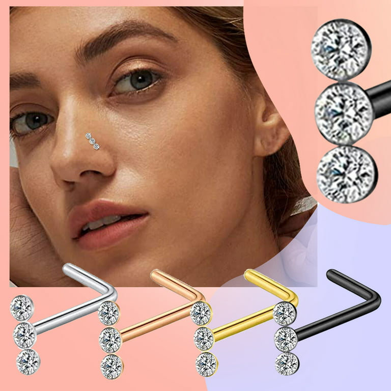 Mortilo A Set(4Pc) Steel Nose For Womennostril Nose Piercing Piercing Ring  Jewelry Hoop Jewelry Rings Stainless Studs Body Hoop Nose Jewelry(Nose  Jewelry) 