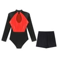 thumbnail image 6 of YONGHS Womens 2 Piece Sparkling Rhinestones Gymnastics Unitard Biketard Leotard with Shorts Set Red XXL, 6 of 7