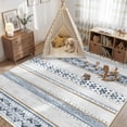 thumbnail image 2 of KoshiMe Area Rugs 6'x9', Low Pile Non-Slip Washable Rug for Living Room, Soft Boho Moroccan Neutral Geometric Indoor Rug for Bedroom Dining Room Office, Blue Brown, 2 of 9
