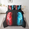 thumbnail image 2 of Feelyou Lightning Abstract Boy Twin Bedding Sets 7pcs, Red Blue Watercolor Comforter Set, 2 of 8