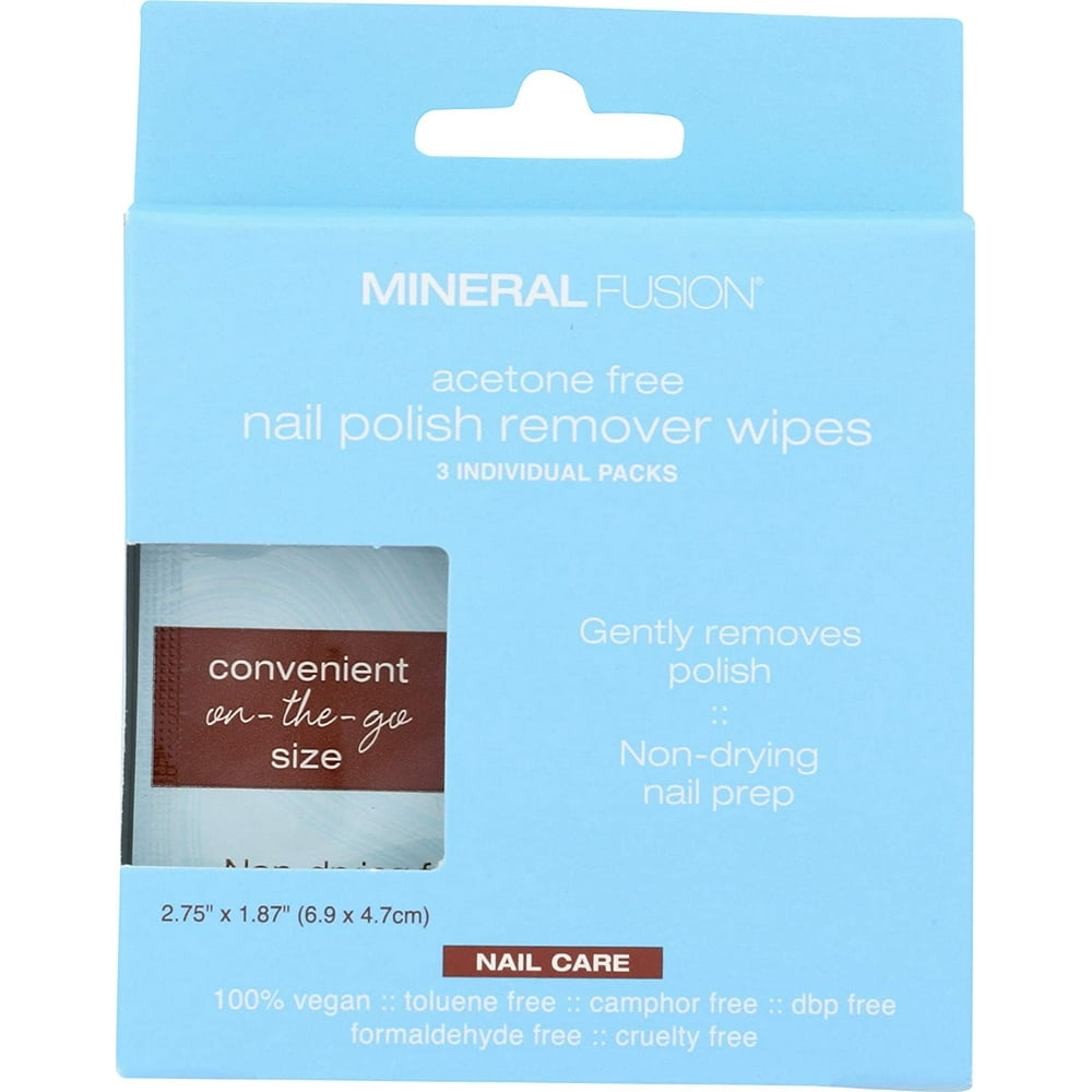 MINERAL FUSION, NAIL POLISH REMOVER,WIPES 3 CT