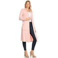 thumbnail image 2 of MOA COLLECTION Women's Solid Casual Loose Fit Long Sleeve Pocket Open Front Duster Cardigan, 2 of 5