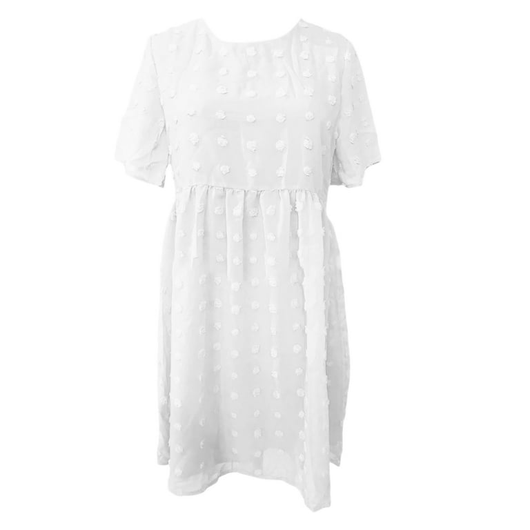 Wdgfv Girls Dresses Casual Round Neck Spring Summer Outfits Comfortable  Everyday Wear Versatile For Ages 3 To 9 With Sneakers And Dress Shoes White  6-7 Years - Walmart.com