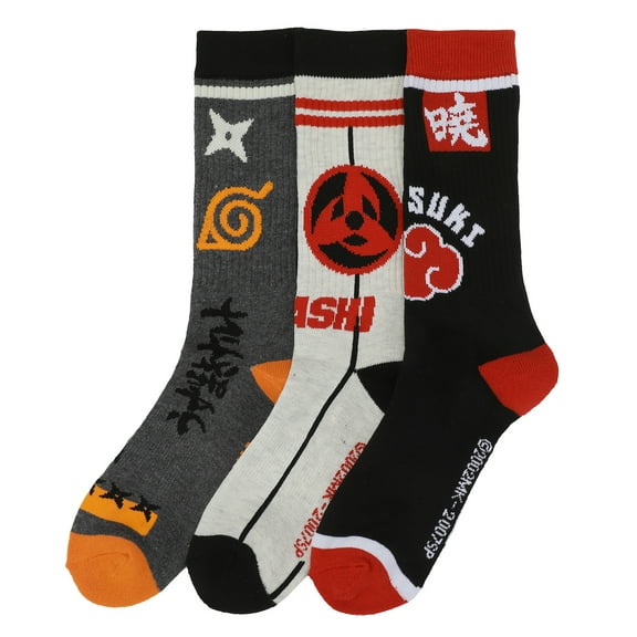 Naruto Shinobi 3-Pack Adult Athletic Crew Socks