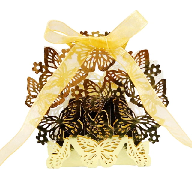 LCXmlly Oven Baking Mat Candy Box Set (50Pcs) Easy to Assemble Hollow Bowknot Design for Wedding Chocolate Candy Packing