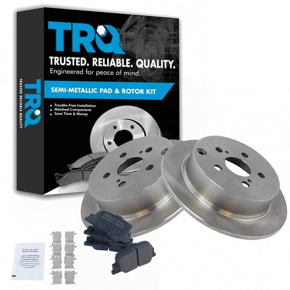 TRQ Rear Brake Pad & Rotor Kit Brake Pads Brake Rotor Semi-Metallic Fits Select 2005-2010 Scion tC
