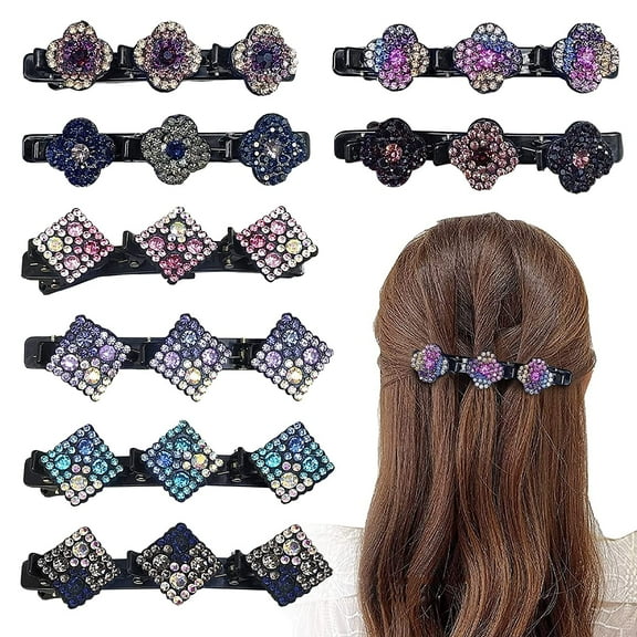 8 Pcs Sparkling Crystal Stone Braided Hair Bands Hair Clip Braided Hair Clips