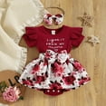 thumbnail image 3 of Sinhoon Newborn Infant Baby Girl Clothes Ruffle Short Sleeve Ribbed Bodysuit Romper Floral Print Skirt Summer Outfit Sets, 3 of 7