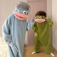 thumbnail image 4 of Big Mouth Monster Onesie Pajamas, Plush Monster Onesie, Soft Plush Loungewear, Cozy One Piece Loungewear Funny Onesie for Halloween Costumes, Halloween Pajamas & Christmas Pajamas Green 120, 4 of 5