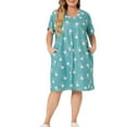 thumbnail image 2 of Agnes Orinda Women's Plus Size V Neck Short Sleeve Nightgown Pocket Sleepshirts 2X Blue Green, 2 of 5