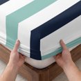 thumbnail image 3 of Twin Sze Fitted Sheet Set - Turquoise Navy Blue Striped 2 Piece Bedding Sets 16" Deep Pocket Fitted Sheet with 1 Pillowcase, Farmhouse Stripe Art Brushed Microfiber Hotel Luxury Bed Sheets, 3 of 9