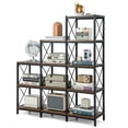 thumbnail image 2 of Resenkos Bookshelf,Shelf, Open Bookcase Book Shelf,Storage Shelf Unit Plant Stand,9 Cubes Bookcase with Carbon Steel Frame for Home Office-Rustic Brown, 2 of 7