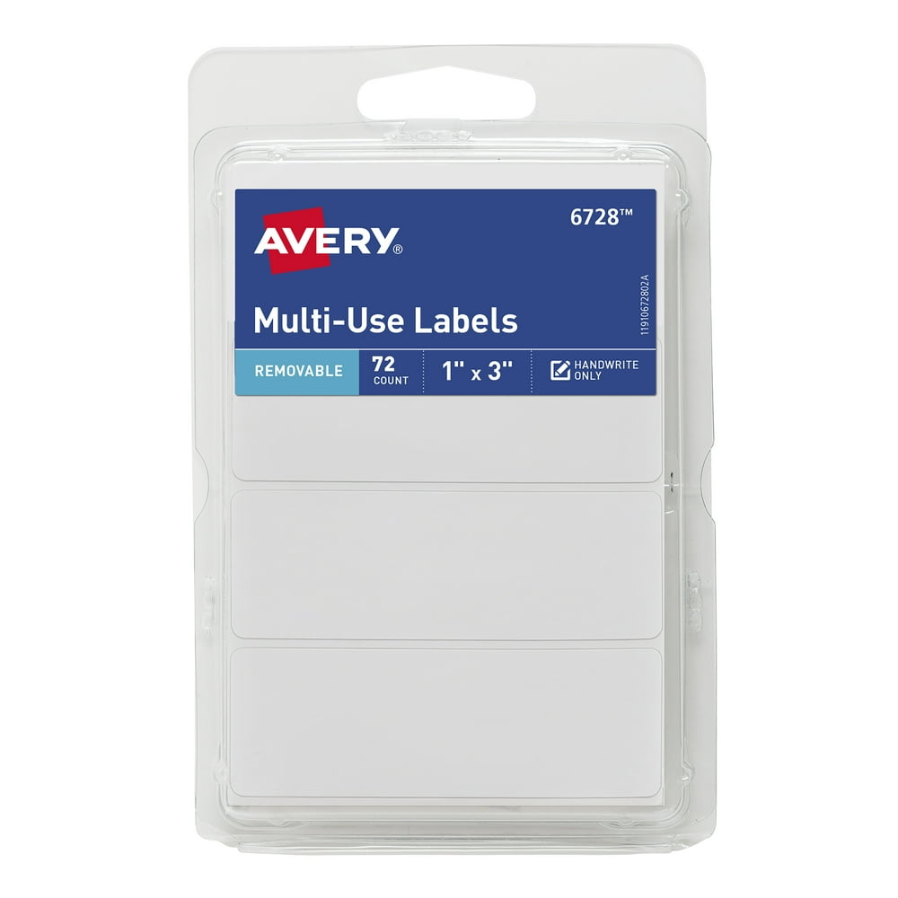 Avery Removable Writable Rectangular Labels, 1 x 3 Inch, White - 1 (6728) - Walmart.com ...