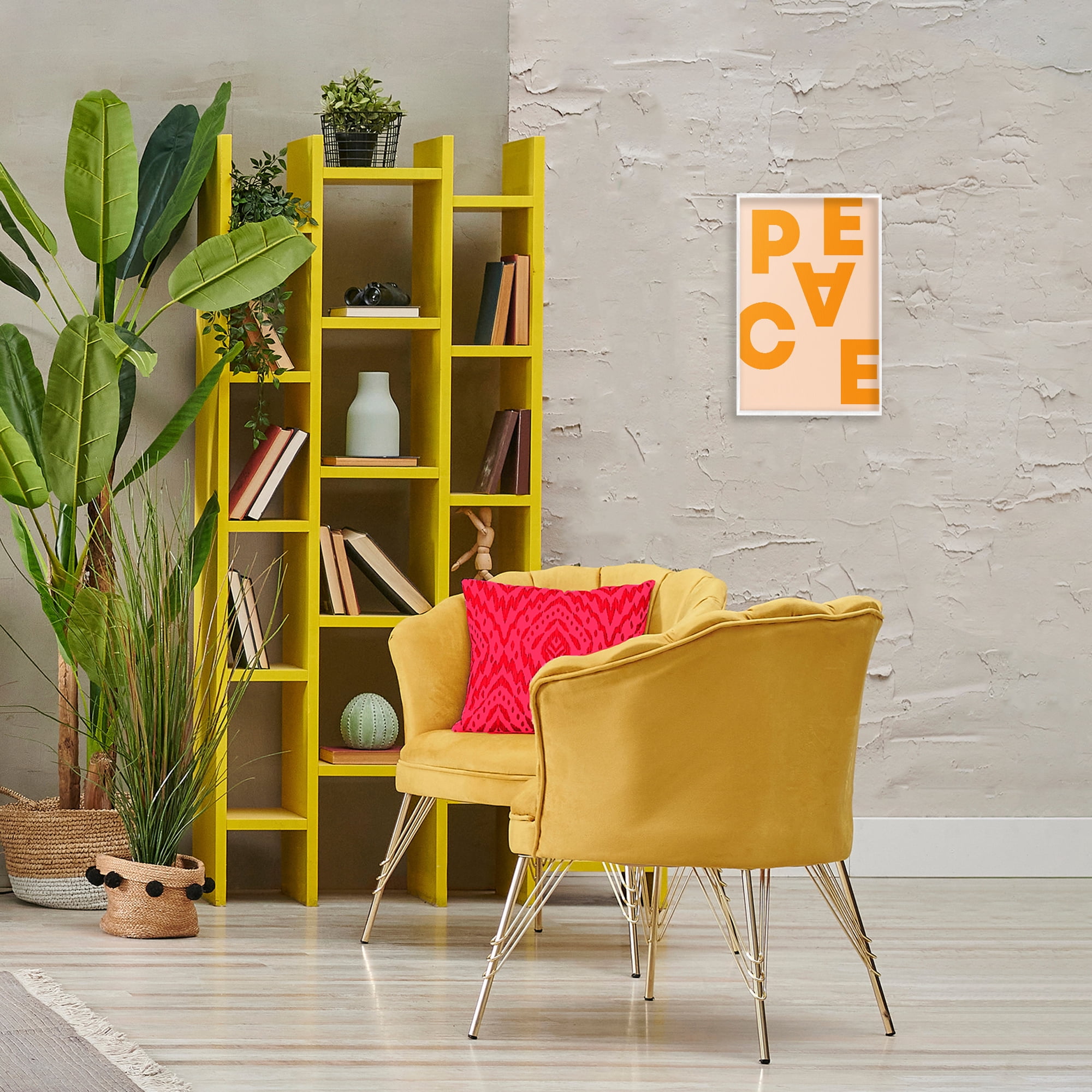 Stupell Industries Peace Orange Typography Typography Painting White Framed Art Print Wall Art, 12 x 18