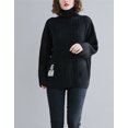 thumbnail image 3 of Women Loose Turtleneck Long Sleeve Fall Pullover Sweatshirt Sweater GA2157 Black, 3 of 5