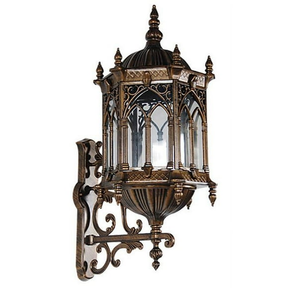 StandAlone Gothic Wall Lighted Sconce Bronze Aluminum Exterior E27 Bulb