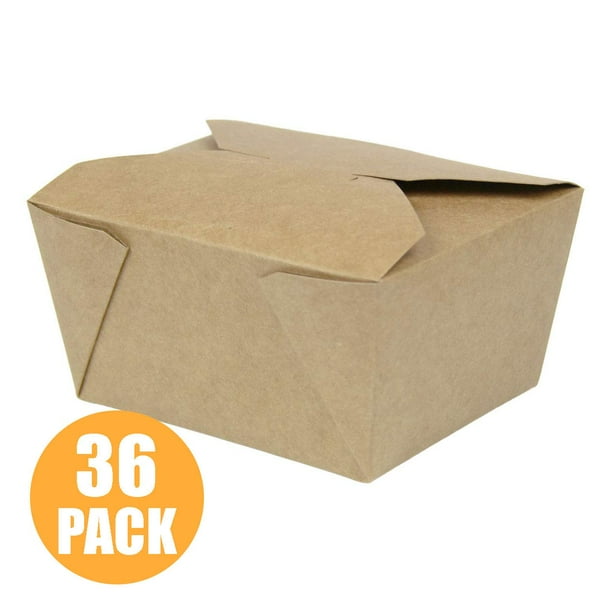 [36 Pack] 30 oz 5 x 4.5 x 2.5" Disposable Paper Take Out Food Containers, Microwaveble Folding