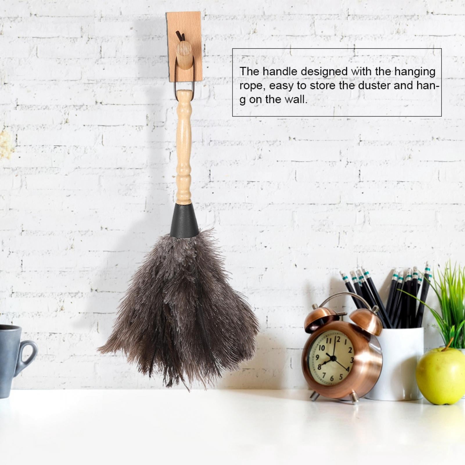 Liyeehao Handmade Duster Real Ostrich Feather Duster, Mini Anti-Static Feather Dusters Cleaning Tool With Wooden Handle, For Books For Keyboard, Washable - View #9