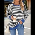 thumbnail image 4 of Sudadera Oversize para Mujer, Verano 2025, Cuello Redondo, Rayas, Larga, Aberturas Laterales, Sudaderas con Capucha Y2K y Negro XL, 4 of 10