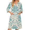 thumbnail image 3 of Zipper Lightweight Robes for Women Soft Womens Bathrobe Zip Up Front 3/4 Sleeve Knee Length Vintage Floral Print Trendy Sleepwear Nightgown with Pockets Green S, 3 of 7