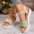 thumbnail image 5 of HomeDM Women's Wedge Sandals Espadrilles Platform Open Toe Ankle Strap Comfort Wedges Heels Summer Beach Shoes, Green Size 7, 5 of 9