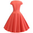 thumbnail image 4 of Red Dresses Vintage V Neck Short Sleeve Solid Color Casual Dress Cocktail Evening Dress Prom Dresses 2024, 4 of 5
