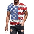 thumbnail image 3 of UVEASISHA Patriotic Shirts for Men Fourth of July Short Sleeve Crewneck Tees USA 250th Anniversary Shirt Mens T-Shirts American Flag Graphic Tee Sky Blue L, 3 of 6