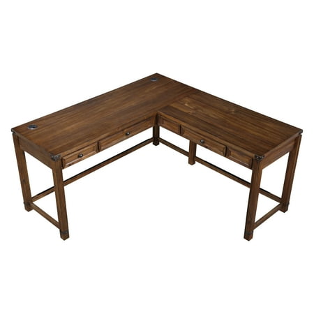 UPC: 0090234527541 | OSP Home Furnishings Baton Rouge L-Shape Desk in Brushed Walnut Finish