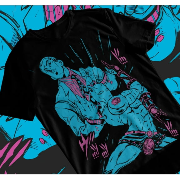 Jojo's Bizarre Adventure T-shirt Kira Killer Queen Anime Manga Shirt Soft Tee