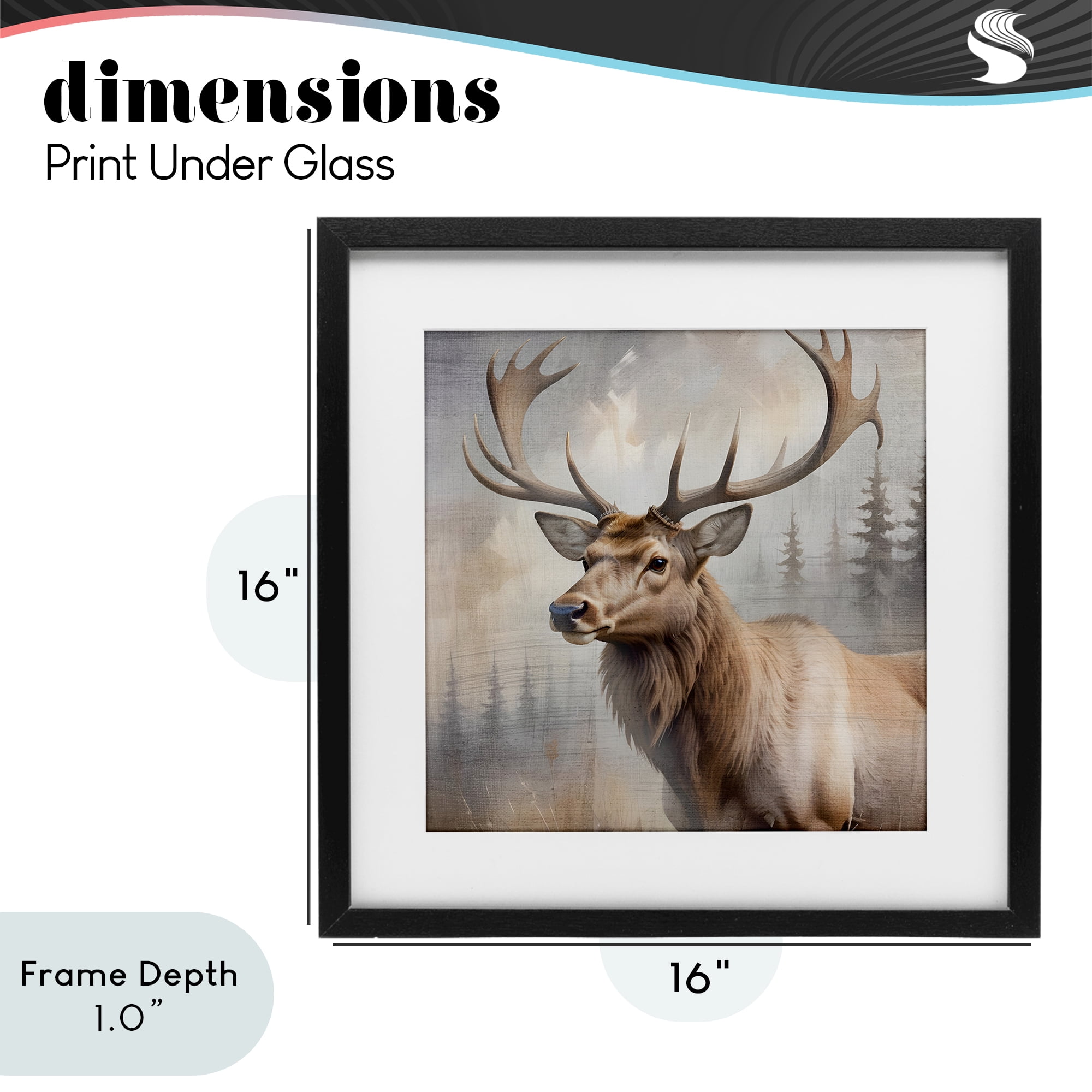Stupell Industries Graceful Forest Stag Black Framed Print Under Glass, design by Susan Arnot