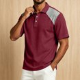 thumbnail image 6 of Fabrcox Men Polo Shirts Short Sleeve Collared Henley Linen Shirts for Men Lightweight Relaxed Fit Color Block Vacation Workout Golf Shirts for Men L, 6 of 6