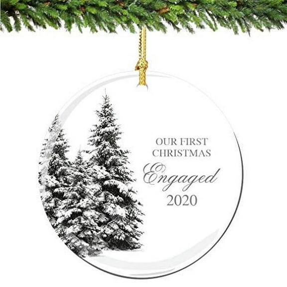 Our 1st Christmas Engaged Ornament 2023 Wonderland Porcelain Ornament Fiance Future Newlyweds Gift Idea