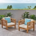 thumbnail image 2 of Christopher Knight Home Oana Acacia Wood Club Chairs with Cushions (Set of 2) by  Gray Finish + White Cushion, 2 of 5