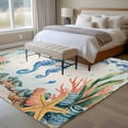 thumbnail image 4 of 8'x10' Area Rugs, Seahorse Coastal Indoor Outdoor Area Rug for Living Room Bedroom, Summer Nautical Starfish Coral Beige Washable Bathroom Rugs Kitchen Floor Carpet Mats Home Decor Aesthetic, 4 of 8