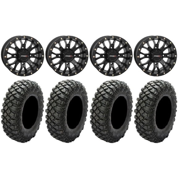 System 3 ST-3 Black 15" Wheels 35" Crawler XG Tires Can-Am Commander Maverick Renegade Outlander Defender