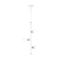 45863-03 Livex Lighting Bannister - 3 Light Pendant in Mid Century Modern Style - 6 Inches wide by 29.5 Inches high-White Finish    -Traditional