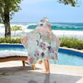 thumbnail image 3 of Yayeee Kids Hooded Towel with Hand Pockets Beach Soft Absorbent Bath Wrap 50 x 23.5 inch, Green Floral Cranes Pattern, 3 of 5