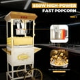 thumbnail image 4 of Miniyam 16 oz Commercial Popcorn Machine with Cart, High-Power 850W Popcorn Maker with Stainless Kettle, Clear Viewing Panels, Warming Light & Storage Cabinet, White, 4 of 7