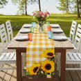 thumbnail image 4 of Table Runners 90 Inches Long Dress Scarves, Spring Sunflowers Farmhouse Coffee/Dining/Kitchen Table Runner for Living Room, Yellow White Plaid Farmhouse Rustic 13x90 Inch, 4 of 9