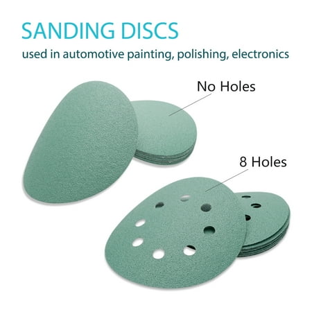 

SENRISE 10 Pcs No Holes Sanding Discs 40 -3000 Grits Hook and Loop Sandpaper Green