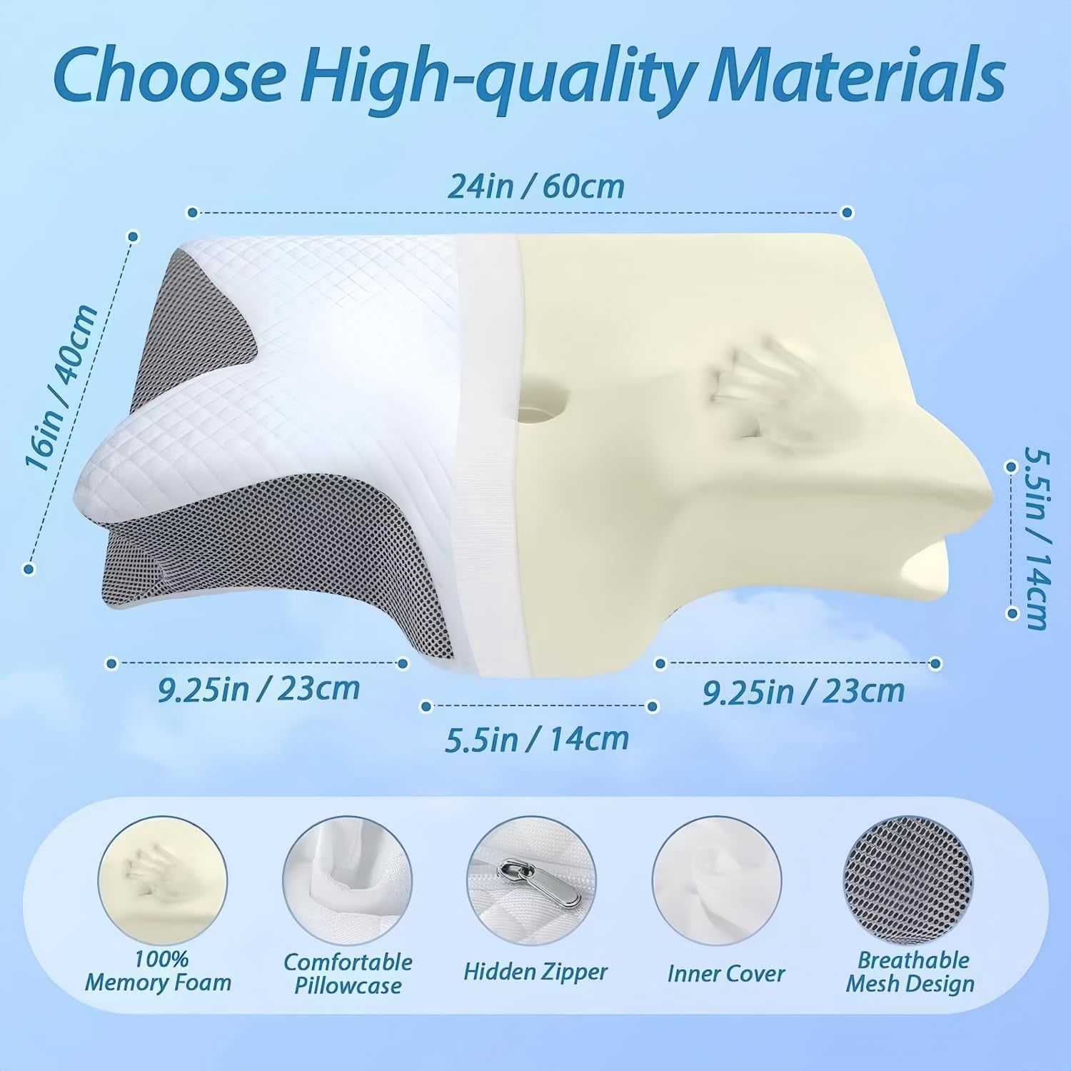 Airway Pro Sleep Apnea Pillow, Airway Pro Cervical Pillow, Neck-Elevation Designtm, Pillows for Neck Pain Relief, Neck Support Pillows for Sleeping, For Back, Side, Or Stomach Sleeping (Black)