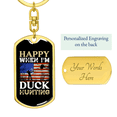 thumbnail image 3 of Happy When Hunting Flag Stainless Steel or 18k Gold Premium Swivel Dog Tag Keychain, 3 of 10