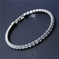 thumbnail image 4 of Women's Tennis Bracelet Gold Silver Plated Cubic Zirconia Jewelry 7" Chain Crystal Diamond Bracelet 4MM (Silver), 4 of 5