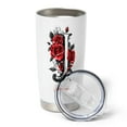 thumbnail image 4 of 20oz Personalized Tumbler with Lid, Floral Initial 'J' Print, Stainless Steel Insulated Travel Mug, Flower Pattern, for Mom, Sister, Friends, Birthday, Wedding, Mother's Day, 4 of 6