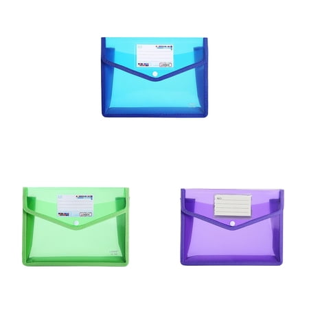 GiLiling Expandable Plastic File Folder with Snap Document Wallet Expanding File Button Folder Office & Stationery,13 x 10 x 2.8in 3PC