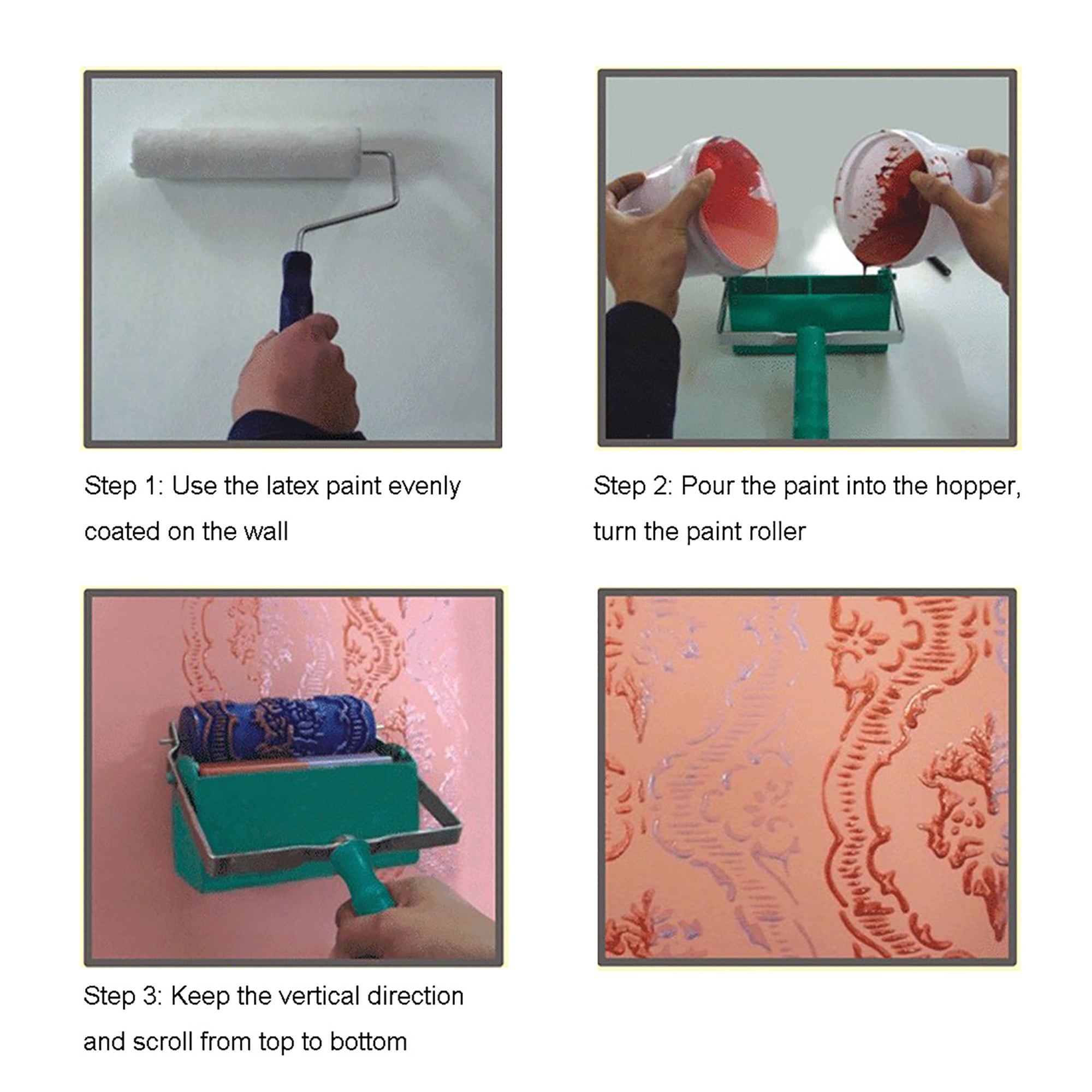 JJDD 7 Inch Empaistic Pattern Roller Painter 2 PCS Wood Graining Painting Tool,Art Wallpaper Imitation Wood Grain Tool,Wall Texture Art Painting Tool Set