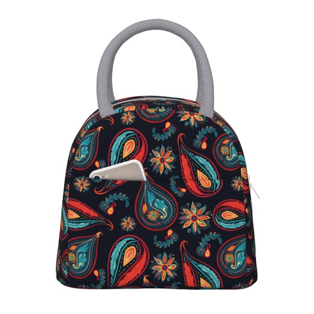 Easygdp Paisley1 Bolsa de Almuerzo Insulada Grande, Forro de Aluminio, Diseño Espacioso, a Prueba de Fugas, Ideal para Trabajo, Picnics, Viajes y Actividades al Aire Libre