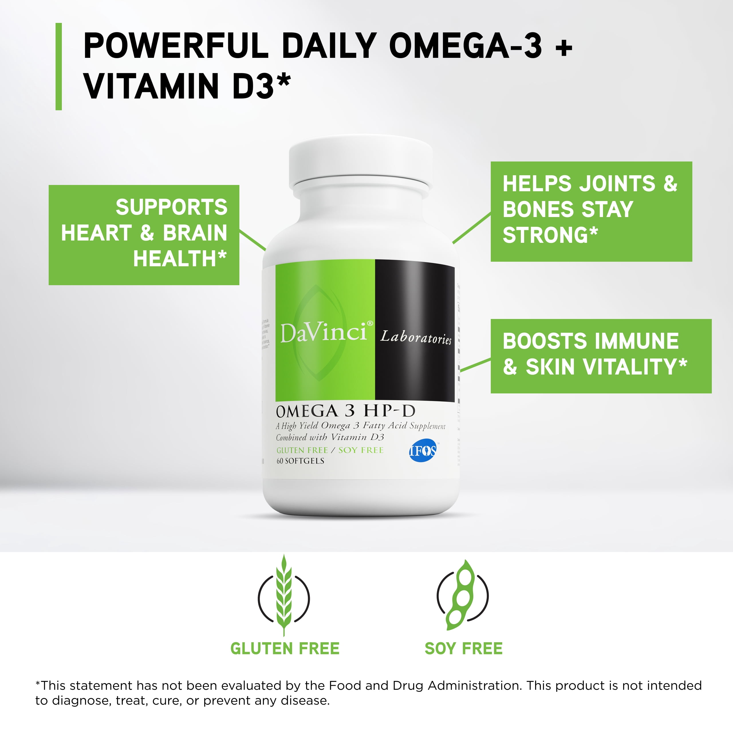 DaVinci Labs Omega 3 HP-D - Supports Immune, Heart & Joint Health* - 60 Softgels