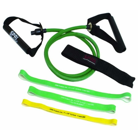 Spri Green Xertube and 3 Resistance Bands w/ Door Attachment