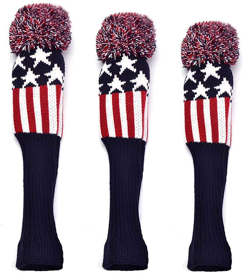 3PCS Knitted Golf Head Covers 1-3-5 for Driver and Fairway Woods